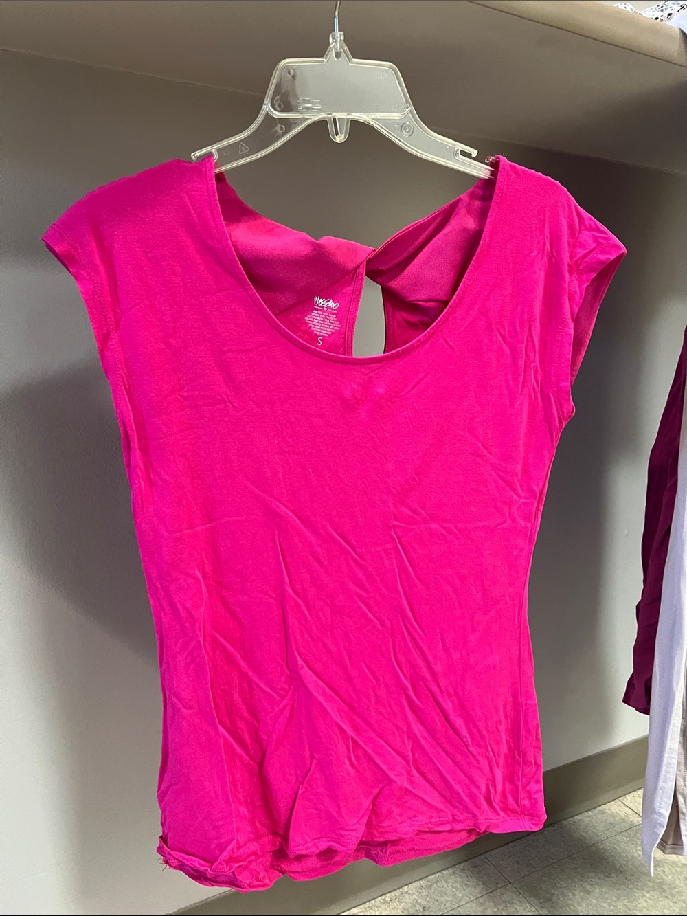 Mossimo Supply Co. Bright Fuchsia Cap-Sleeve Scoop Neck Top
